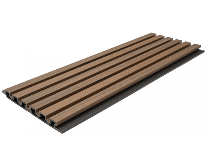 WPC PANEL 2ης ΓΕΝΙΑΣ ΜΕ 3D ΠΗΧΑΚΙΑ 25/147.5mm TEAK 5510 NewPlan 