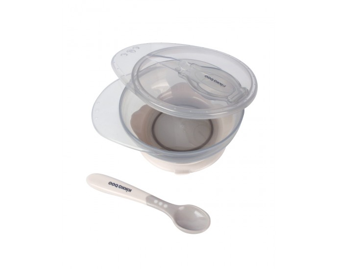 Suction bowl with spoon Beige