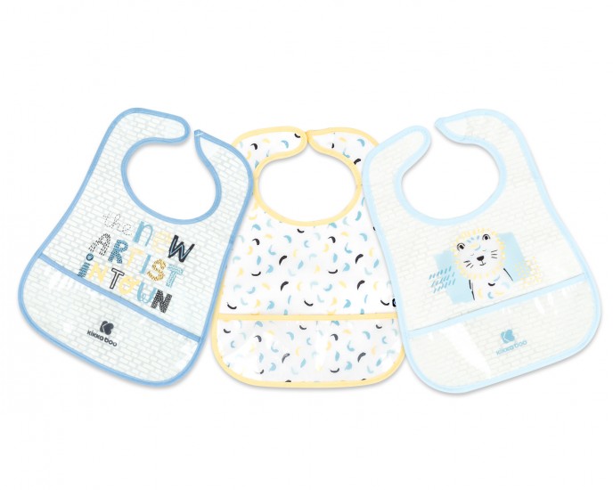 EVA terry bib with crumb catcher 3pcs Arty Blue