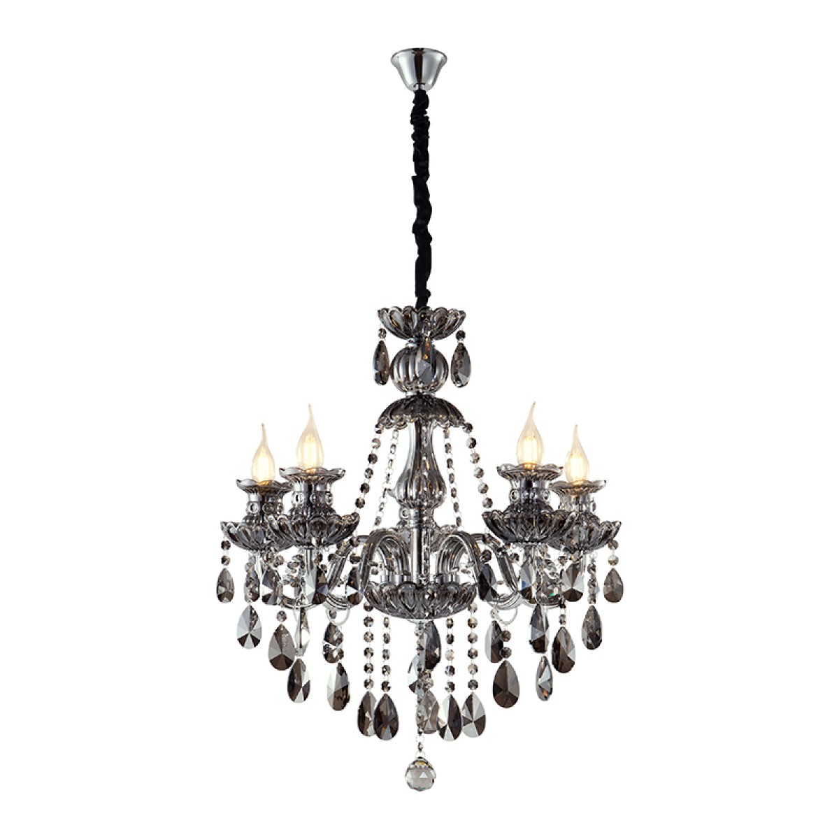 Artekko Chandelier Riky Πολυέλαιος 8φωτος Ανθρακί Κρύσταλλο (80x80x70)cm