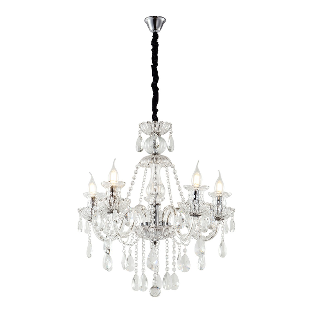 Artekko Chandelier Mairy Πολυέλαιος 8φωτος Διάφανο Κρύσταλλο (80x80x70)cm