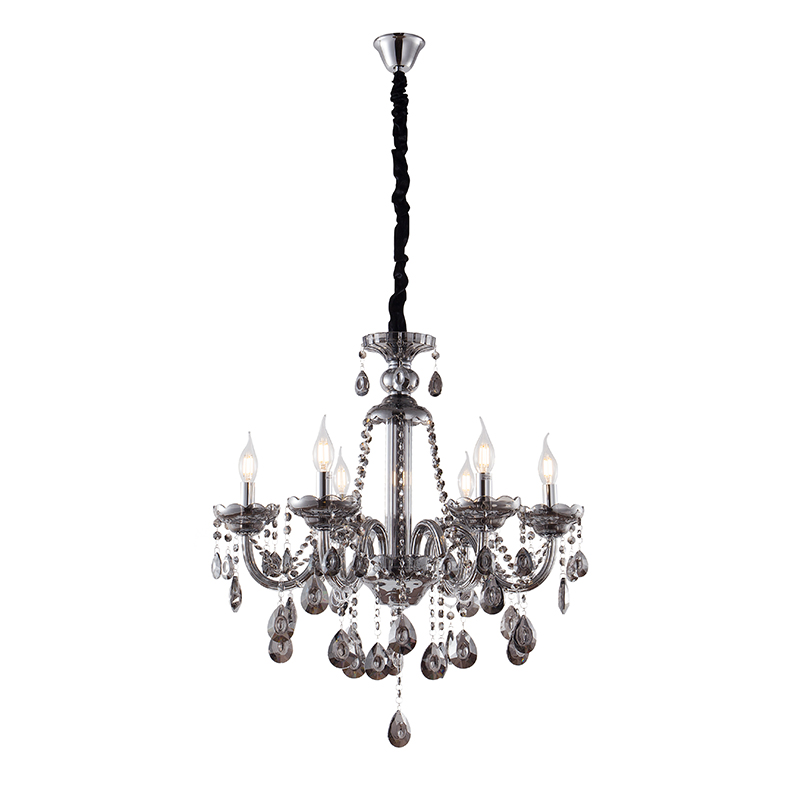 Artekko Chandelier Kiky Πολυέλαιος 6φωτος Ανθρακί Κρύσταλλο (60x60x70)cm