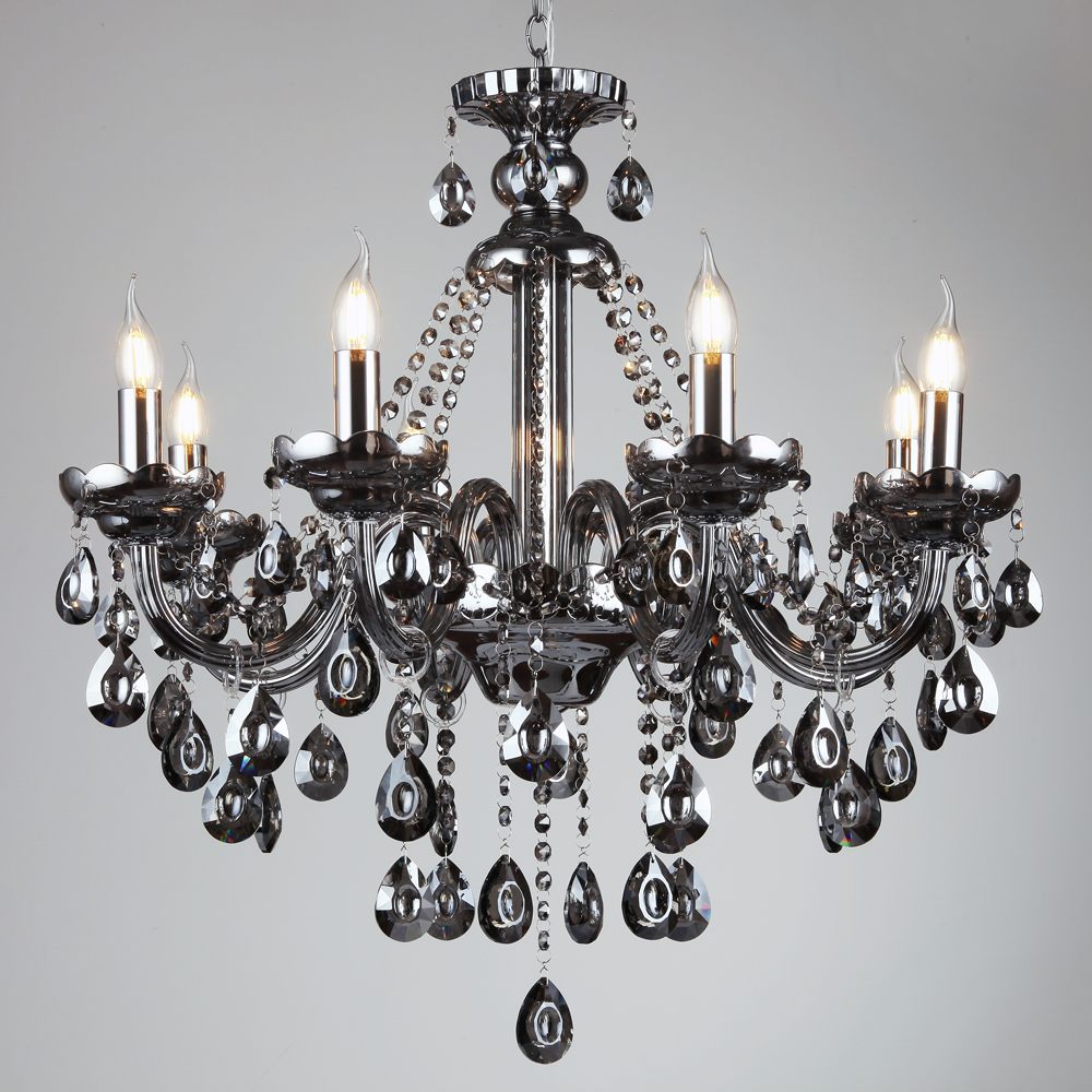 Artekko Chandelier Kiky Πολυέλαιος 8φωτος Ανθρακί Κρύσταλλο (70x70x80)cm