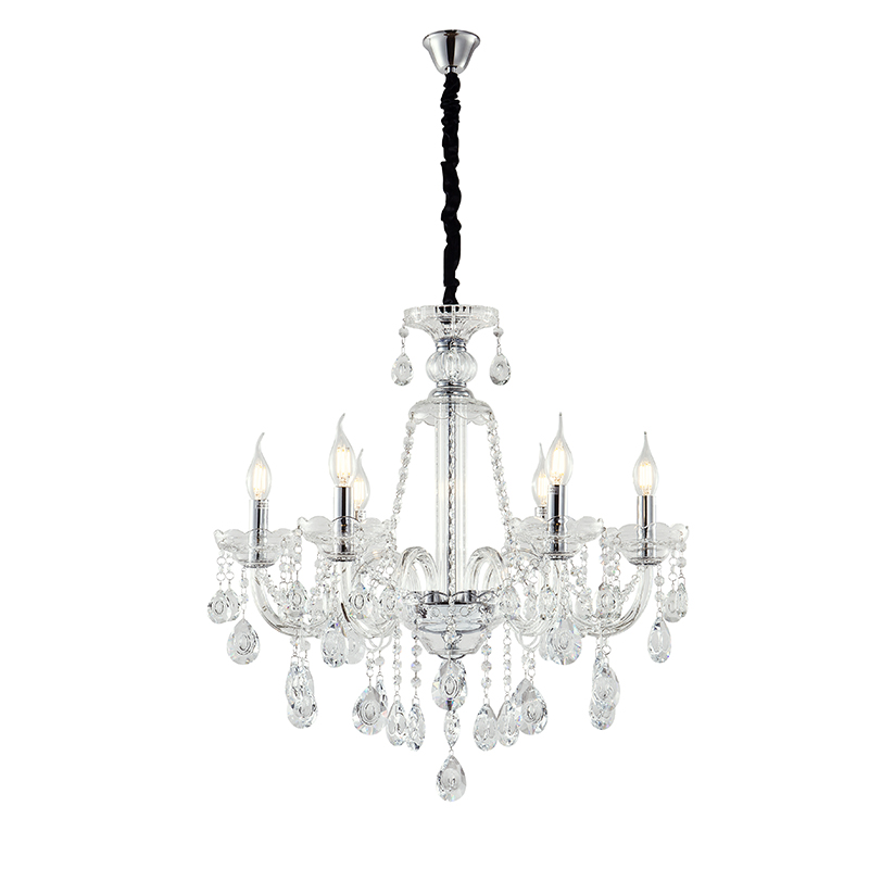 Artekko Chandelier Zara Πολυέλαιος 6φωτος Διάφανο Κρύσταλλο (60x60x70)cm