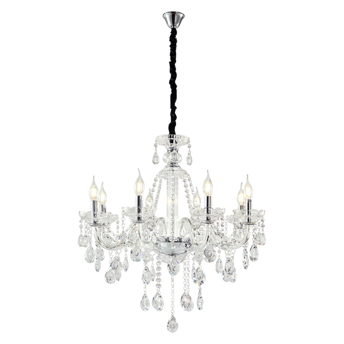 Artekko Chandelier Zara Πολυέλαιος 8φωτος Διάφανο Κρύσταλλο (70x70x70)cm