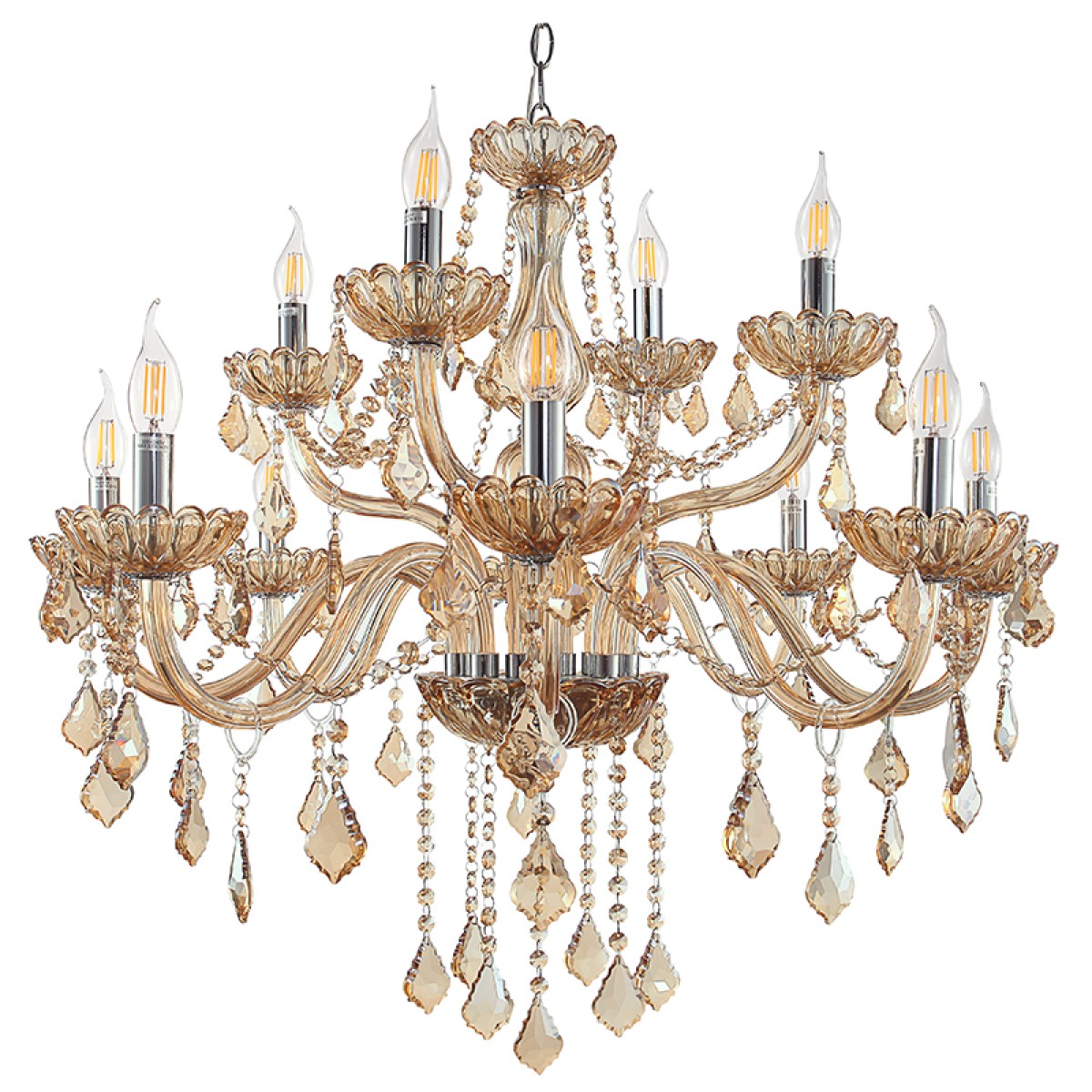 Artekko Chandelier Tara Πολυέλαιος 12φωτος Μελί Κρύσταλλο (80x80x80)cm