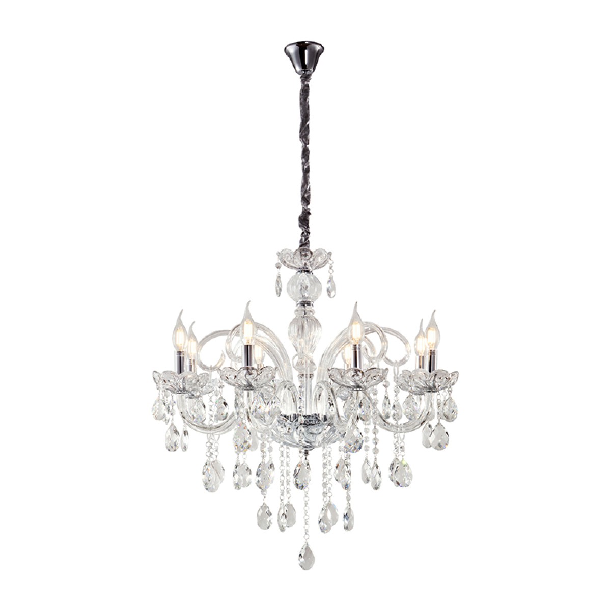 Artekko Chandelier Nouli Πολυέλαιος 8φωτος Διάφανο Κρύσταλλο (70x70x70)cm