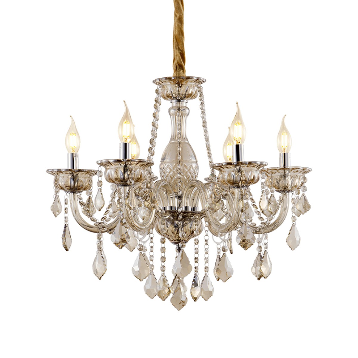 Artekko Chandelier Champ Πολυέλαιος 6φωτος Σαμπανιζέ Κρύσταλλο (60x60x60)cm