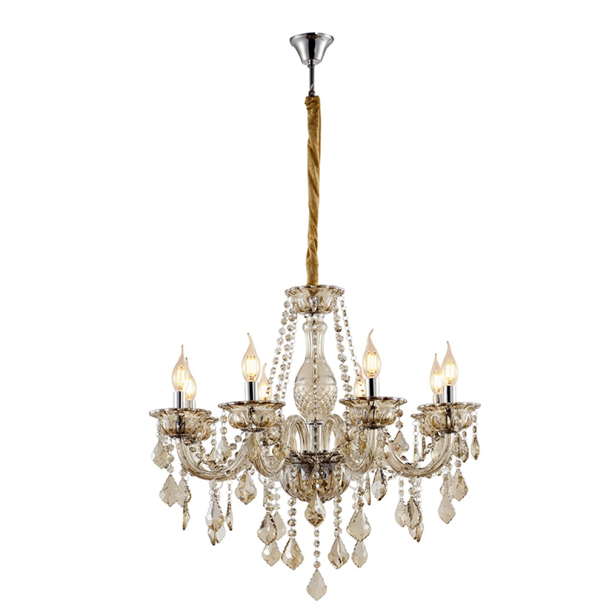 Artekko Chandelier Champ Πολυέλαιος 8φωτος Σαμπανιζέ Κρύσταλλο (70x70x60)cm