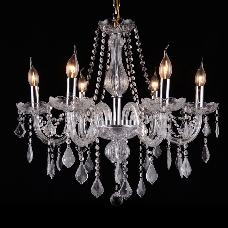 Artekko Chandelier Lisa Διάφανος Κρυστάλλινος 6φωτος Πολυέλαιος Οροφής (Ε14) (66x65x60)cm