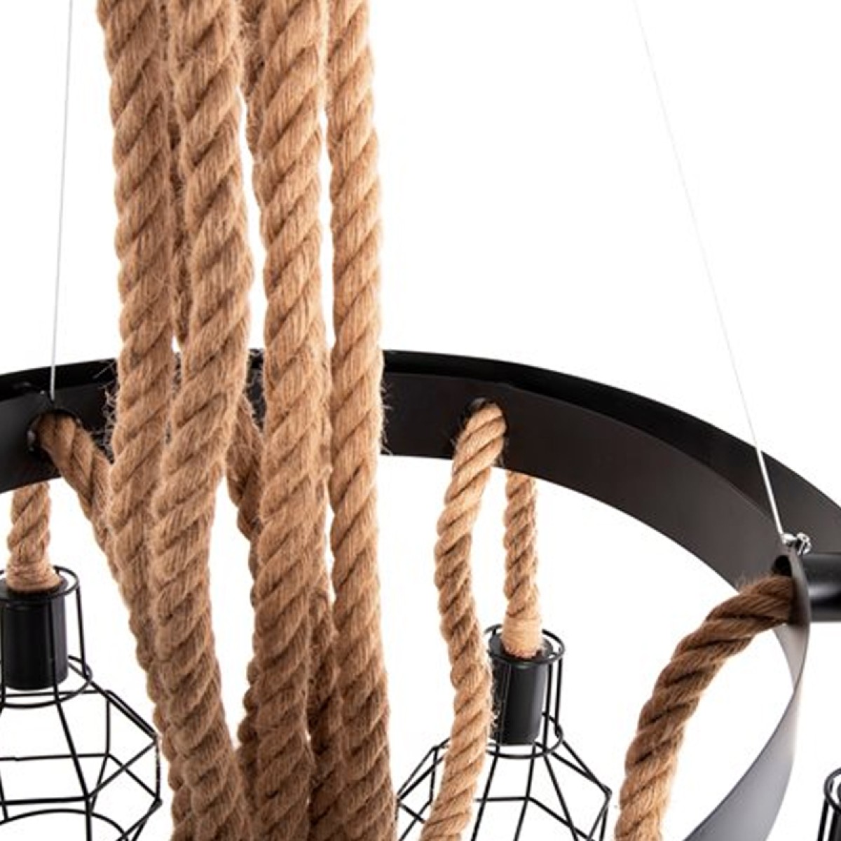 Artekko Hemp Rope Φωτιστικό Οροφής 8φωτο (Ε27) με Μαύρο Μέταλλο/Σχοινί (65x65x15)cm