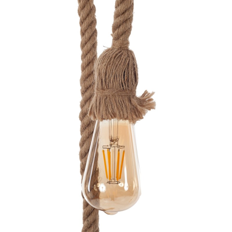 Artekko Hemp Rope Φωτιστικό Οροφής 6φωτο (Ε27) με Μαύρο Μέταλλο/Ξύλο/Σχοινί (80x10x130)cm