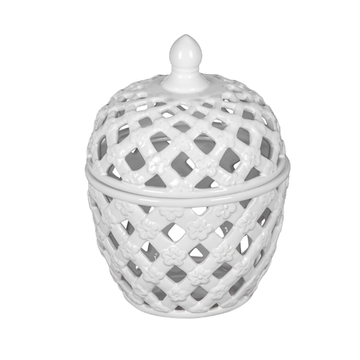 Artekko Lidded Jar Διακοσμητικό Δοχείο με Καπάκι Κεραμικό Λευκό (21.1x21.1x29.2)cm