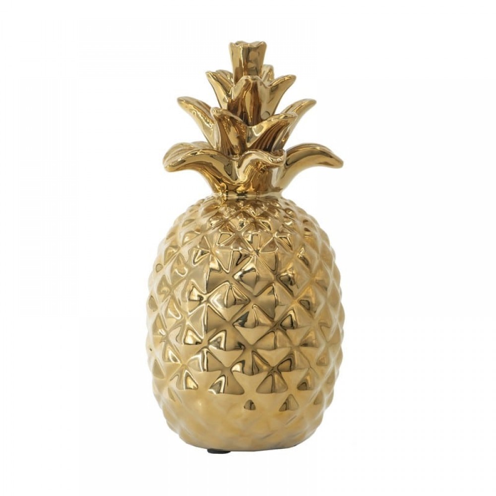 Artekko Pineapple Διακοσμητικό Επιτραπέζιος Ανανάς Κεραμικό Χρυσό (11.5x11.5x23)cm