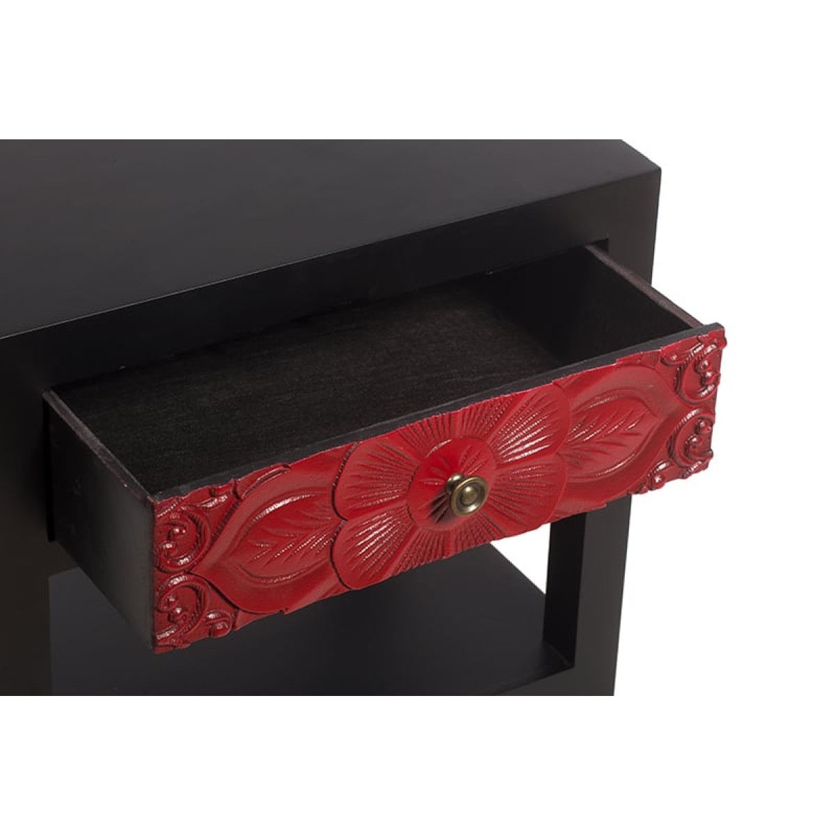 Artekko Chinoise Handmade Flower Bed Side Table with 1 Drawer (47x34x50)