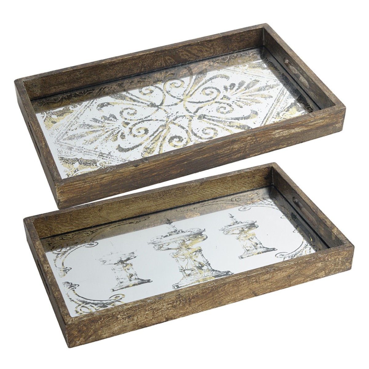 Artekko Tray Δίσκοι Διακοσμητικοί MDF Γυαλί Χρυσό (43.2x26.7x5.1)cm Σετ/2