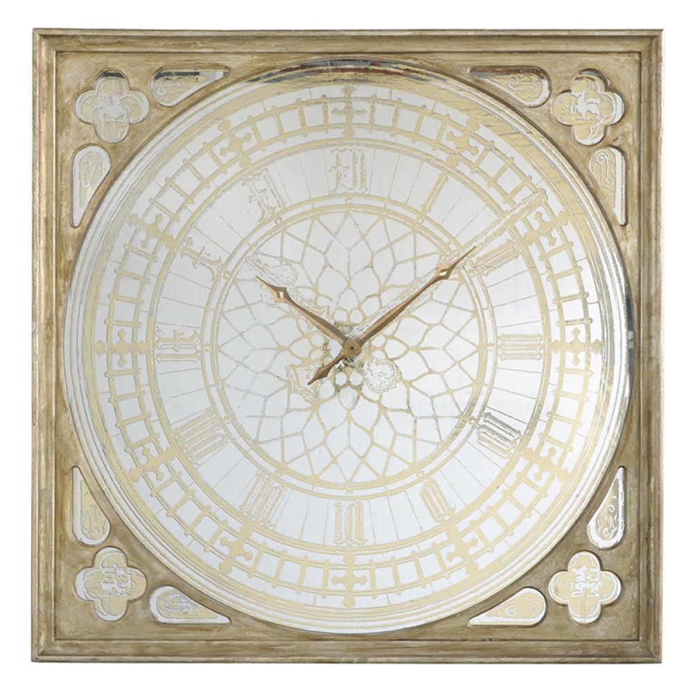 Artekko Clock Ρολόι Τοίχου MDF Γυαλί Χρυσό (124.5x6.4x124.5)cm