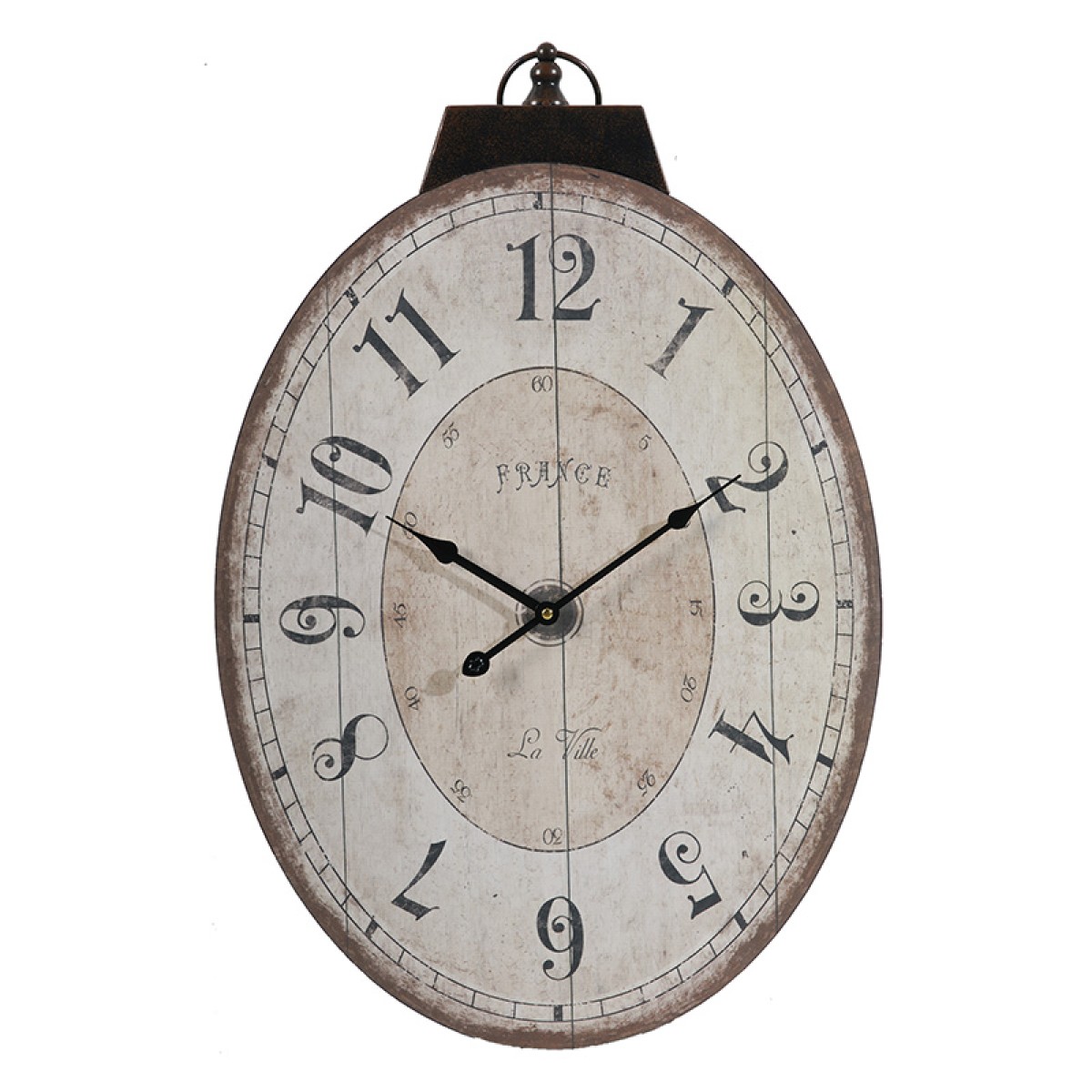 Artekko Clock Ρολόι Τοίχου Οβάλ MDF Μπεζ Μαύρο (45x3.1x73.7)cm