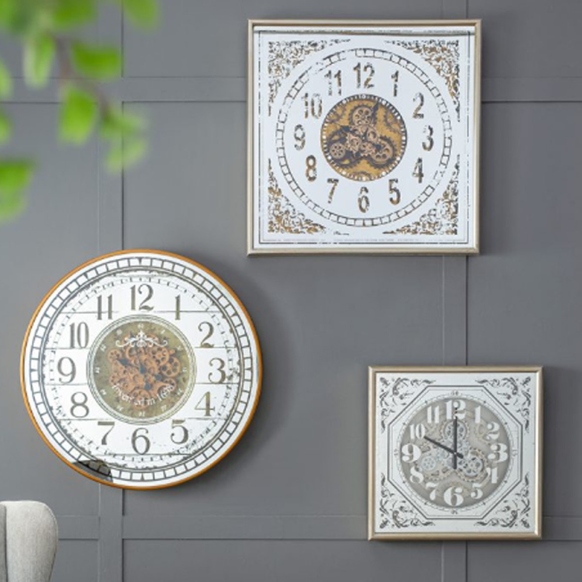 Artekko Clock Ρολόι Τοίχου με Καθρέφτη MDF Γυαλί Μπρονζέ (81.8x10.2x81.8)cm