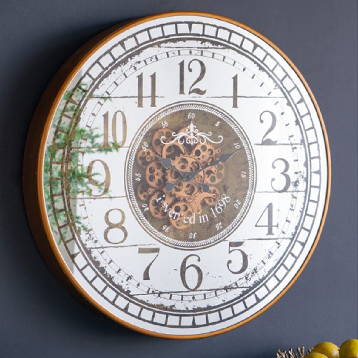 Artekko Clock Ρολόι Τοίχου με Καθρέφτη MDF Γυαλί Μπρονζέ (81.8x10.2x81.8)cm