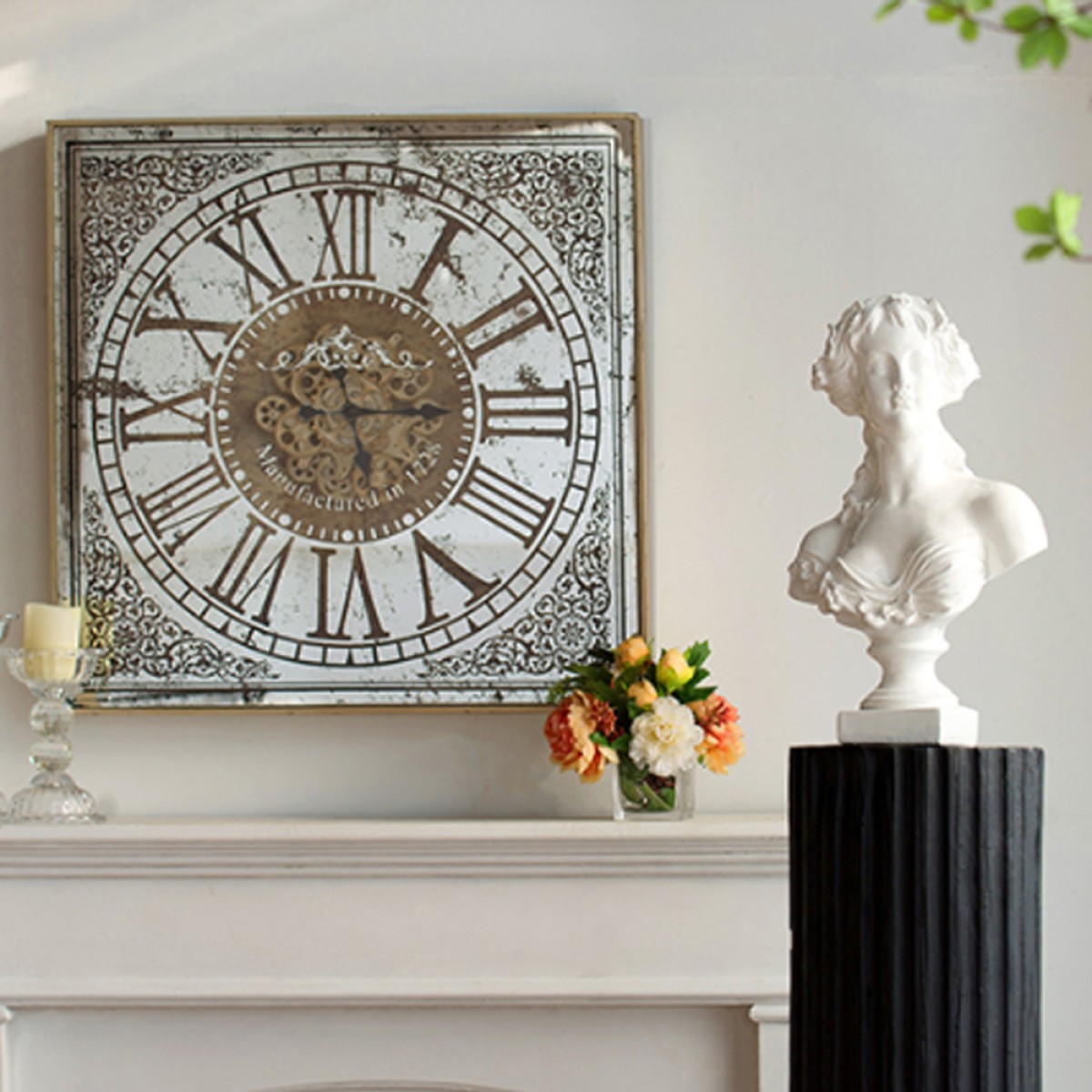 Artekko Clock Ρολόι Τοίχου με Καθρέφτη MDF Γυαλί Χρυσό Ασημί (81.8x10.2x81.8)cm