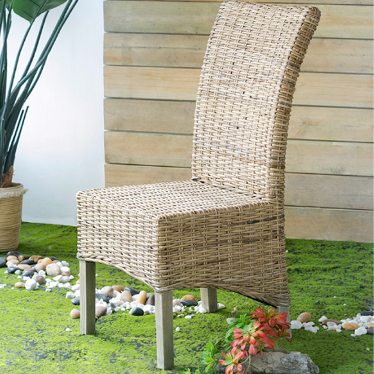 Artekko Rattan Καρέκλα Ξύλο Ρατάν σε Φυσική Απόχρωση (48x62x103)cm