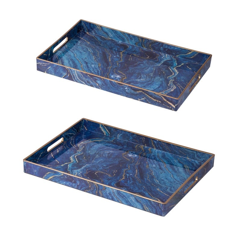 Artekko Tray Δίσκος Σερβιρίσματος Πλαστικό Μπλε (48x35x4.3)cm Σετ/2