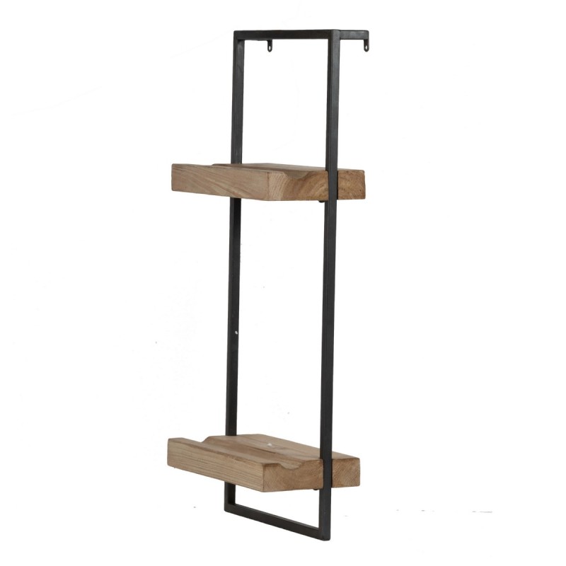 Artekko Shelves Ράφι Τοίχου με 2 Επίπεδα Μέταλλο Ξύλο Μάυρο Καφέ (30x15x69)cm