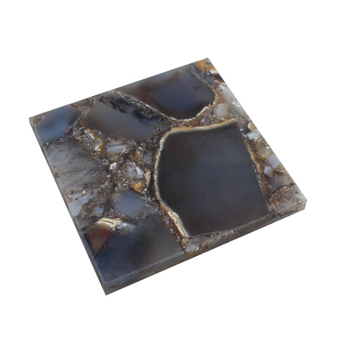 Artekko Agate Σουβέρ από Αχάτη Μαύρο (10x10x1.1)cm Σετ/4