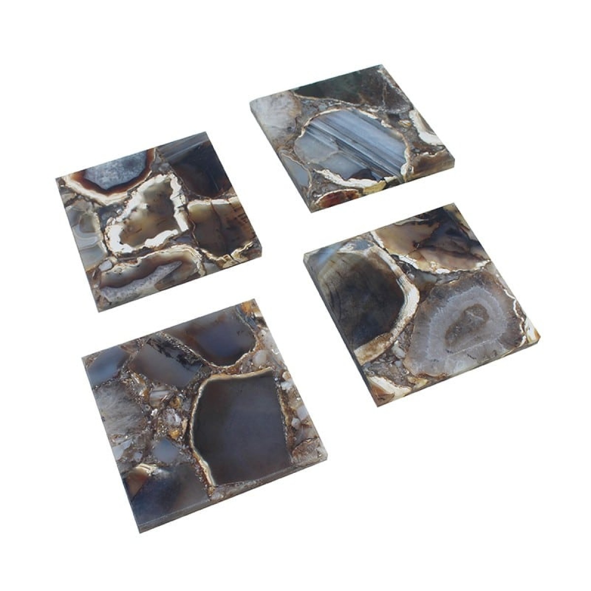 Artekko Agate Σουβέρ από Αχάτη Μαύρο (10x10x1.1)cm Σετ/4