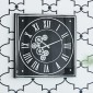 Artekko Clock Ρολόι Τοίχου με Γρανάζια Μέταλλο Γυαλί Μαύρο (61x61x6)cm