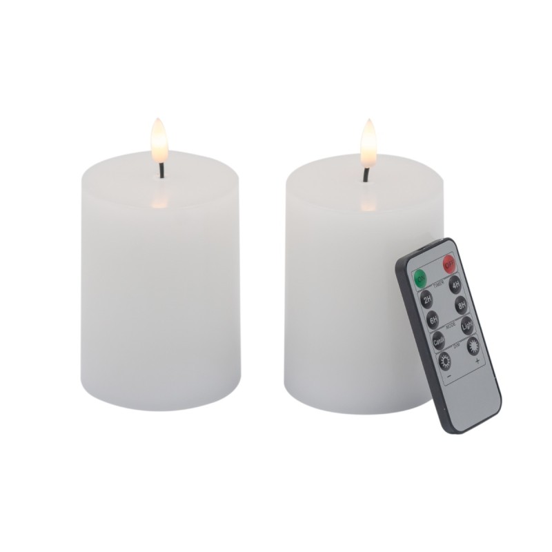 Artekko Flame Λευκά Κεριά Led με Τηλεχειριστήριο (7.6x7.6x10.2)cm 2pcs