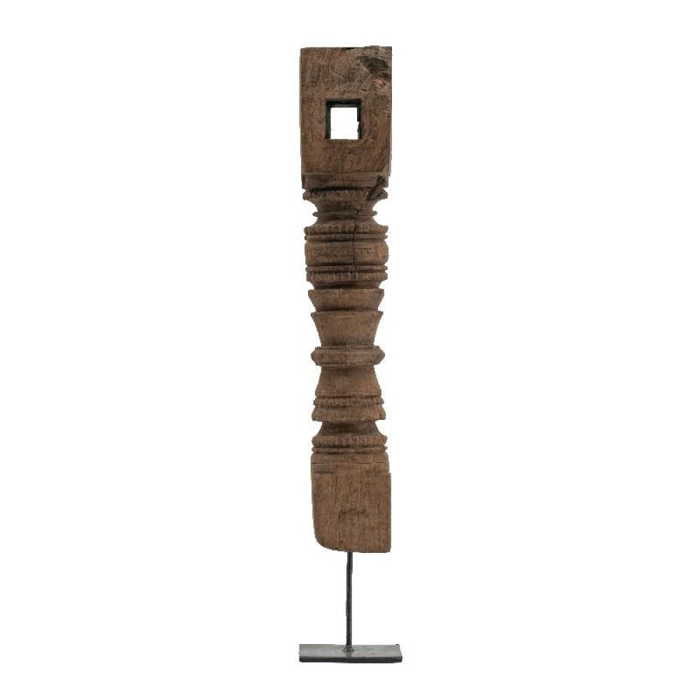 Artekko Totem Κηροπήγιο Τοτέμ Ξύλο/Μέταλλο Καφέ/Μαύρο (10x10x68)cm