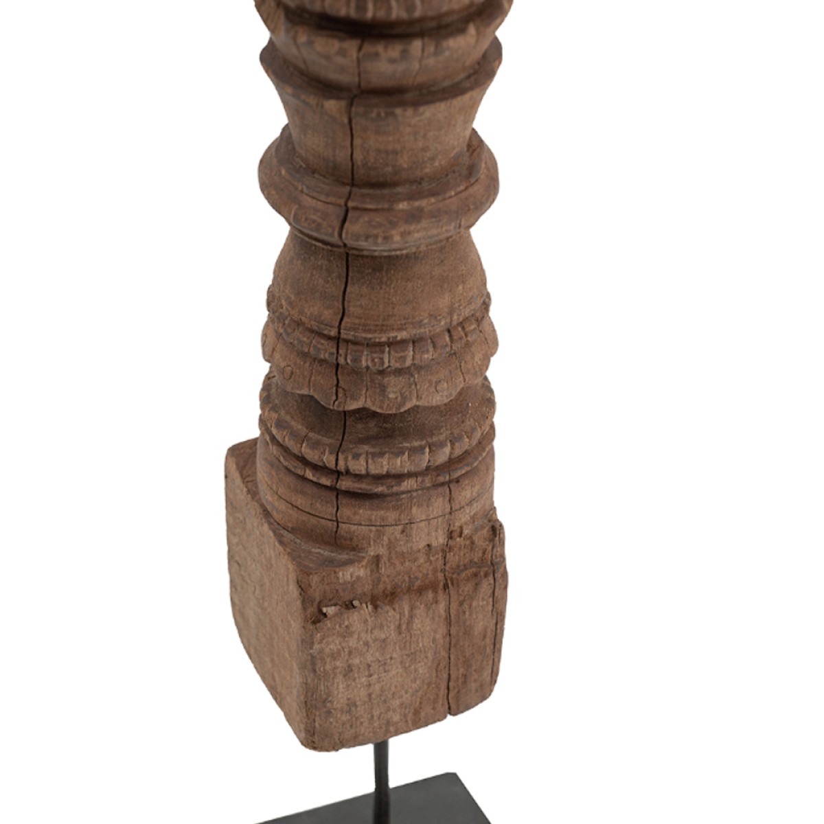 Artekko Totem Κηροπήγιο Τοτέμ Ξύλο/Μέταλλο Καφέ/Μαύρο (10x10x68)cm