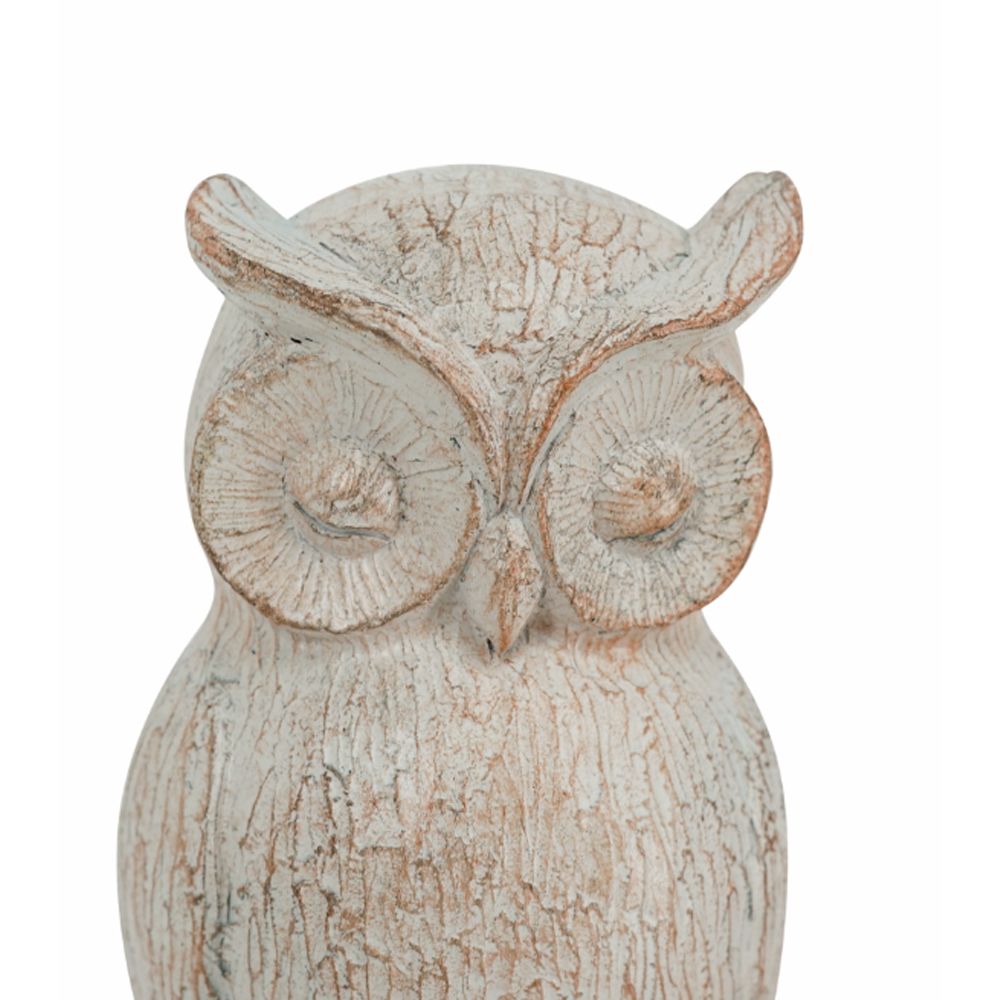 Artekko Owl Βιβλιοστάτες Κουκουβάγια Ρητίνη Λευκή Πατίνα (12x10x18)cm