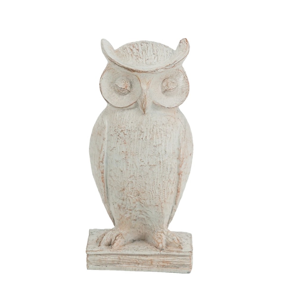 Artekko Owl Διακοσμητική Κουκουβάγια Ρητίνη Λευκή Πατίνα (15x13.5x30.5)cm