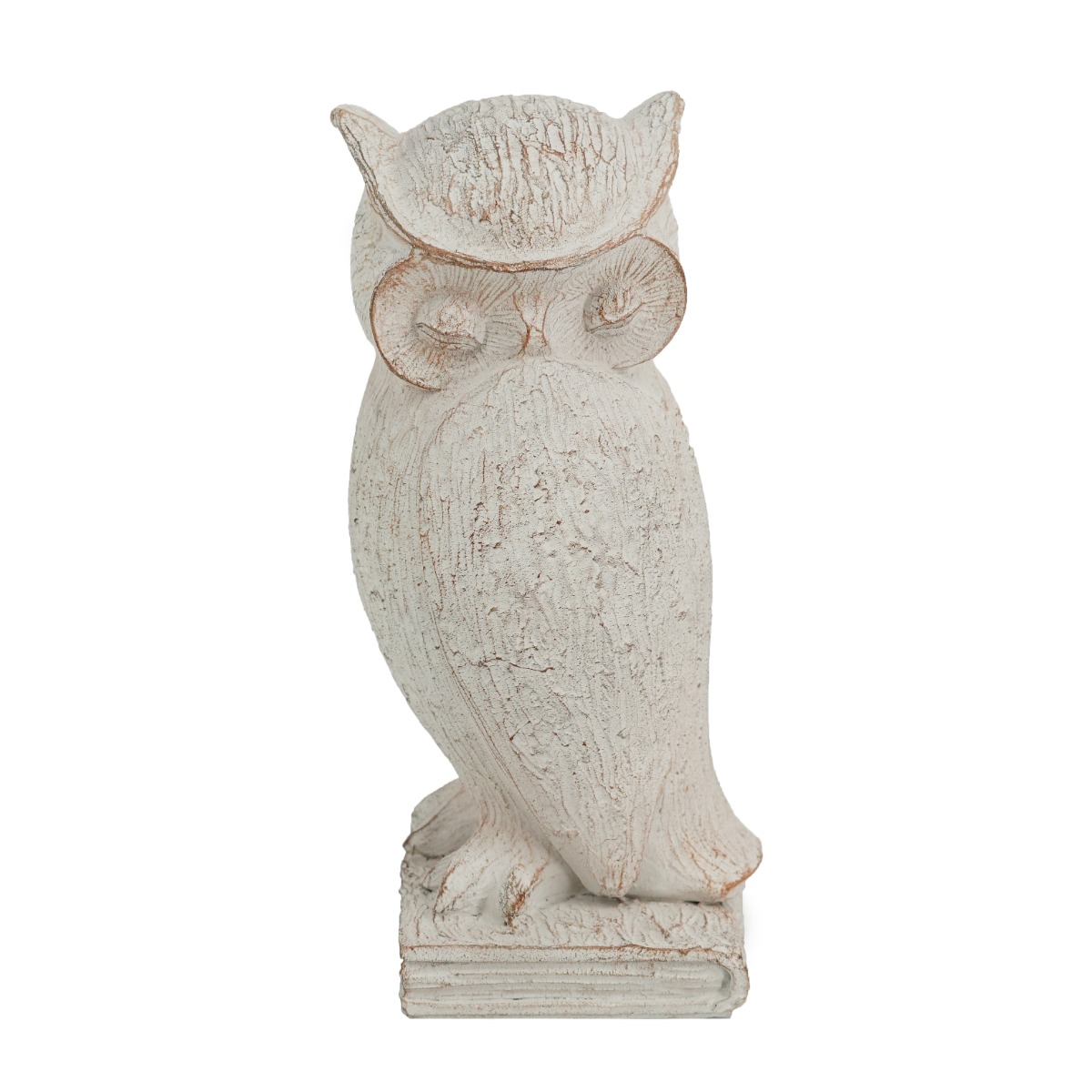 Artekko Owl Διακοσμητική Κουκουβάγια Ρητίνη Λευκή Πατίνα (10.5x9.5x20)cm