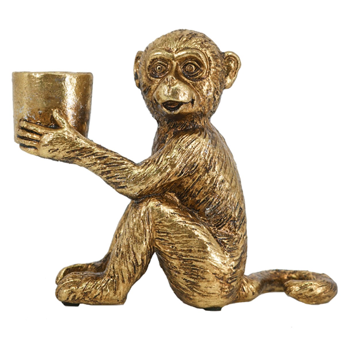 Artekko Animal Monkey Κηροπήγιο Μαϊμού Ρητίνη Χρυσό (15.5x7x12.8)cm