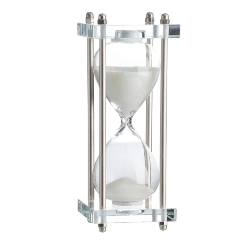 Artekko Hourglass Κλεψύδρα Διακοσμητική Γυαλί Κρύσταλλο Λευκό Ασημί (7.6x7.6x20.5)cm