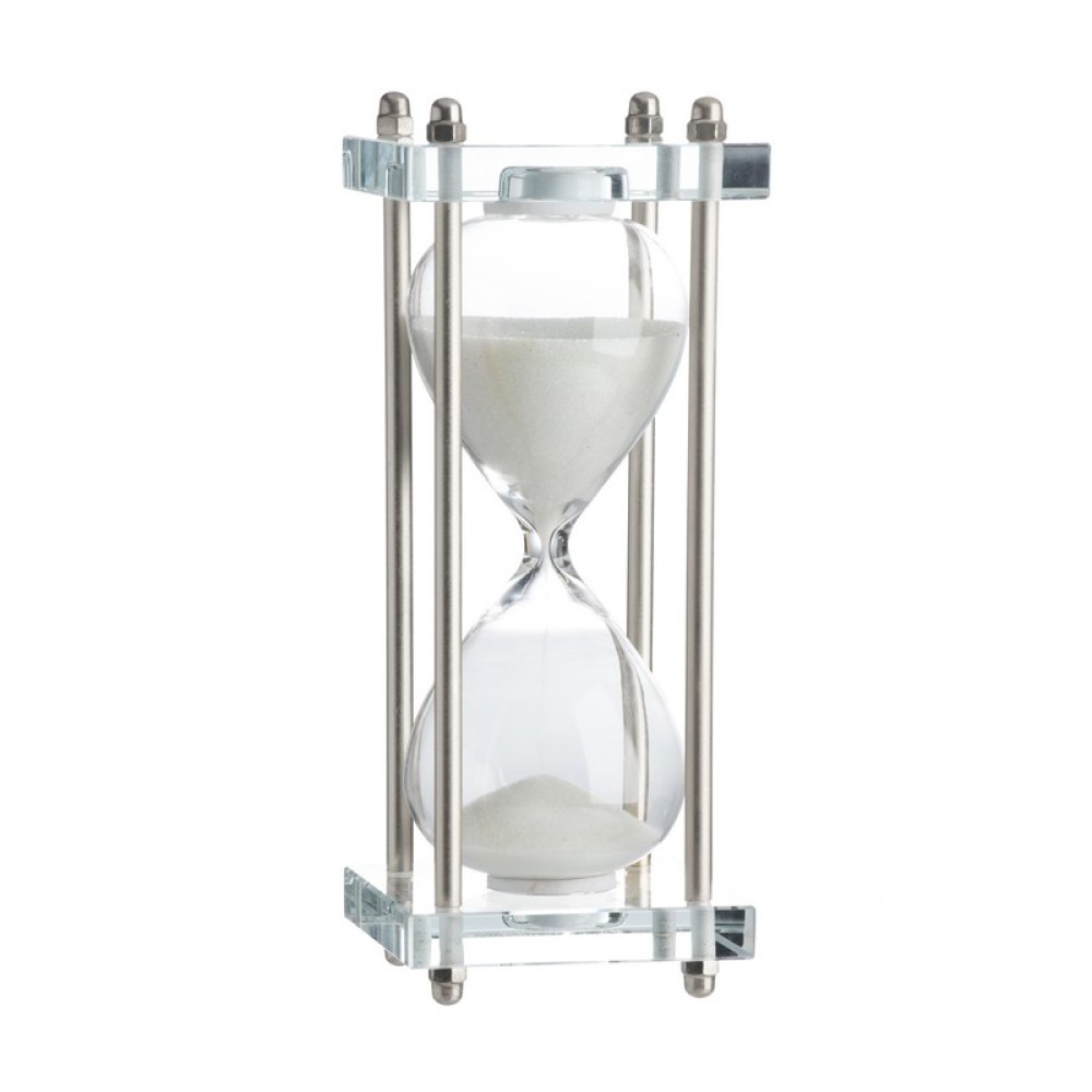 Artekko Hourglass Κλεψύδρα Διακοσμητική Γυαλί Κρύσταλλο Λευκό Ασημί (7.6x7.6x20.5)cm