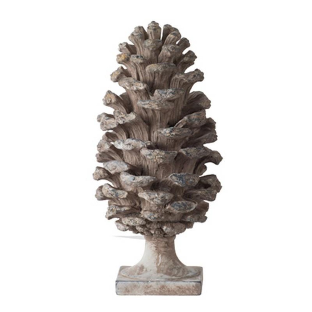 Artekko Pine Cone Διακοσμητικό Γλυπτό Κουκουνάρα Ρητίνης Γκρι (18x18x36)cm Σετ/2