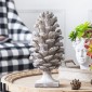 Artekko Pine Cone Διακοσμητικό Γλυπτό Κουκουνάρα Ρητίνης Γκρι (18x18x36)cm Σετ/2