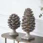 Artekko Pine Cone Διακοσμητικό Γλυπτό Κουκουνάρα Ρητίνης Γκρι (18x18x36)cm Σετ/2