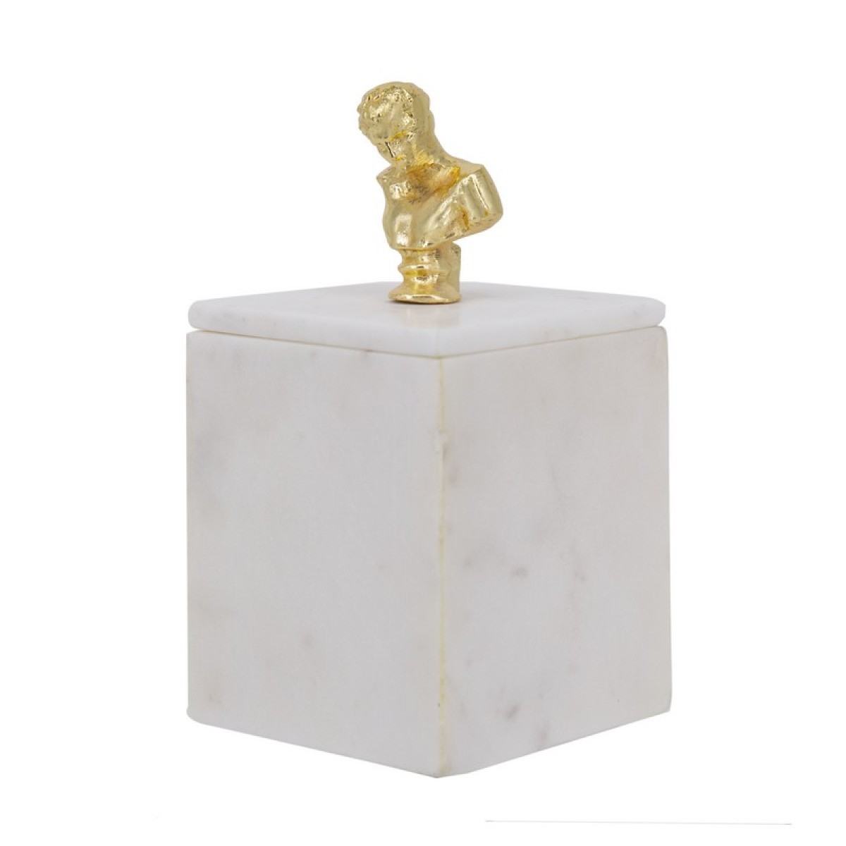 Artekko Marble Box Κουτί με Προτομή Μαρμάρινο Λευκό/Χρυσό (10.2x10.2x20.3)cm