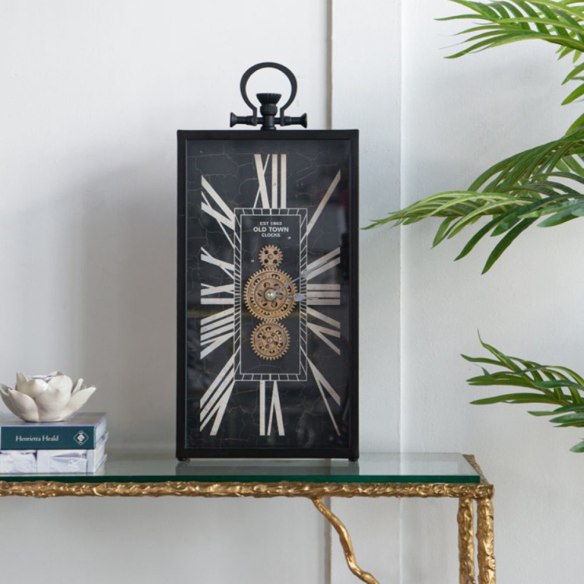 Artekko Clock Ρολόι Επιτραπέζιο με Μηχανισμό Μέταλλο/Γυαλί Μαύρο/Λευκό (25x8x53)cm