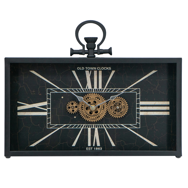 Artekko Clock Ρολόι Επιτραπέζιο με Μηχανισμό Μέταλλο Γυαλί Μαύρο Λευκό (45x8x33)cm