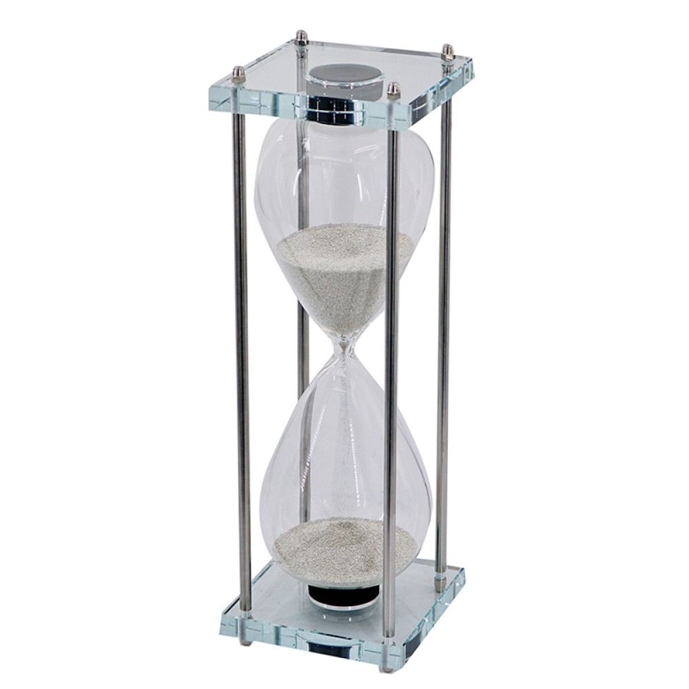 Artekko Hourglass Κλεψύδρα Διακοσμητική με Βάση Γυάλινη Διάφανη/Ασημί (15x15x45)cm