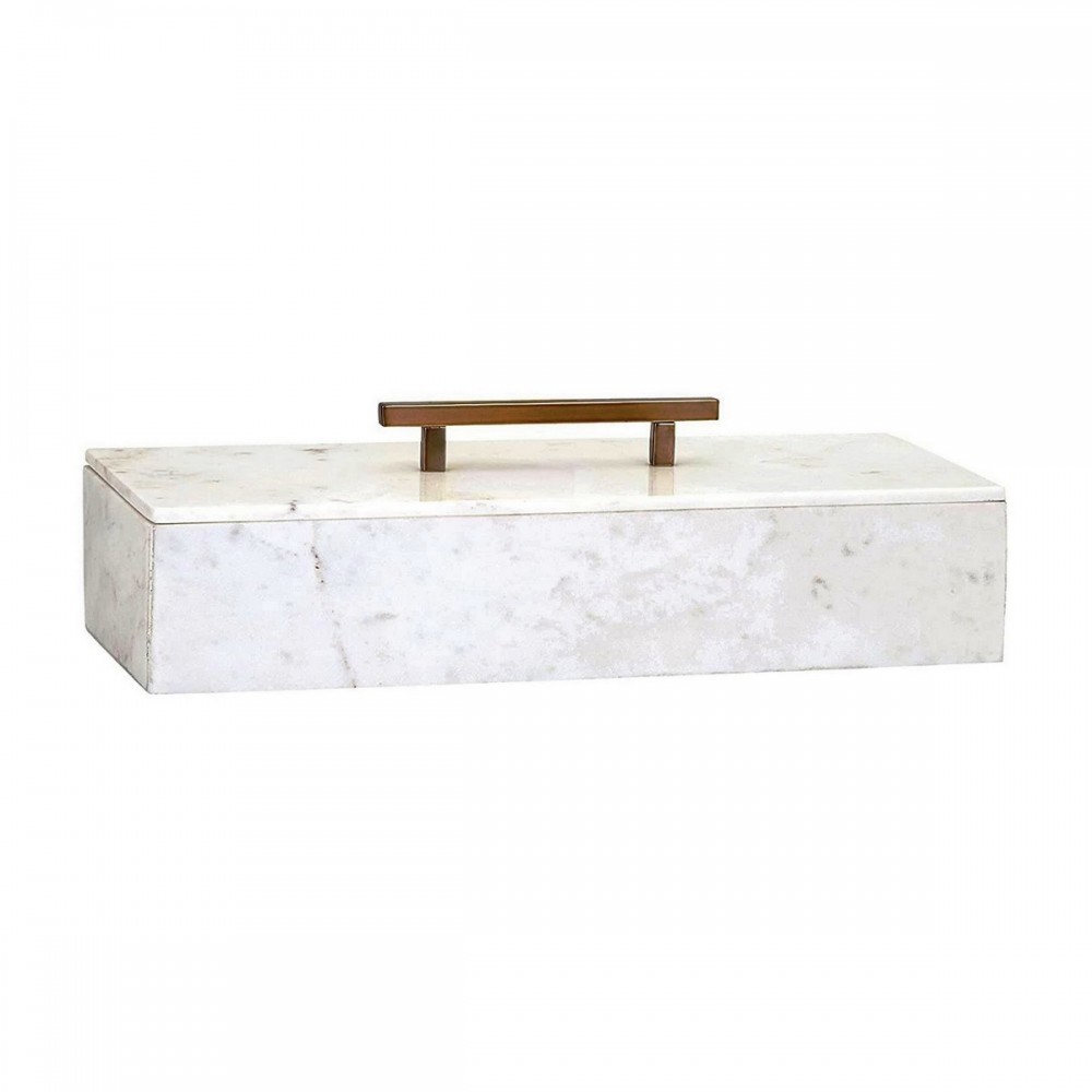 Artekko Marble Κοσμηματοθήκη Κουτί Διακοσμητικό Μάρμαρο Μέταλλο Λευκό Χρυσό (36.8x15.2x10.2)cm