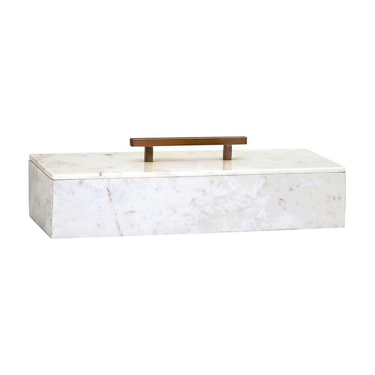 Artekko Marble Κοσμηματοθήκη Κουτί Διακοσμητικό Μάρμαρο Μέταλλο Λευκό Χρυσό (36.8x15.2x10.2)cm