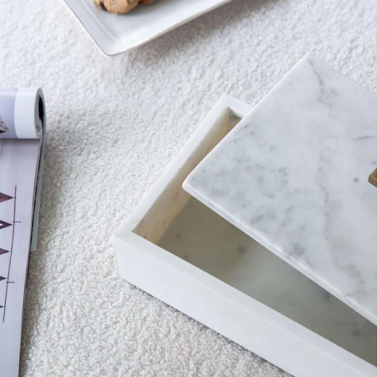 Artekko Marble Κοσμηματοθήκη Κουτί Διακοσμητικό Μάρμαρο Μέταλλο Λευκό Χρυσό (36.8x15.2x10.2)cm